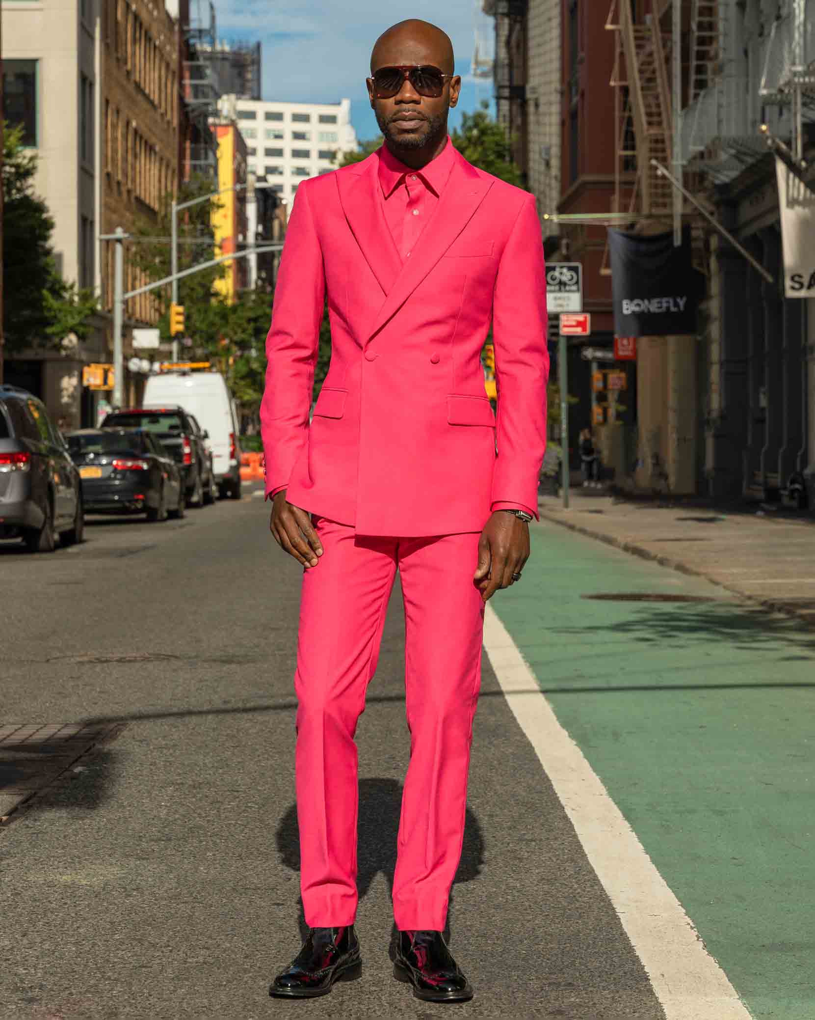 Hot Pink Suit Men Blazer Formal Men Suit With White Pants Smart Casual  Business Terno Slim Fit Tuxedo Coat Jacket Costum size XS Color Picture  Style 01